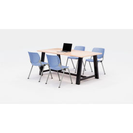 Midtown 72"x 36" Cafe Height Table, 4 Kool Chairs, Maple Top/Periwinkle