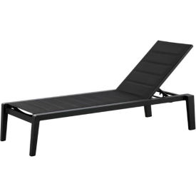 Avant Stackable Chaise Lounge, Charcoal Gray Frame, Black Mesh