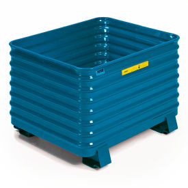 Stackable Steel Container, 34"L x 42"W x 29"H, 4000 lb. Capacity, Precaution Blue