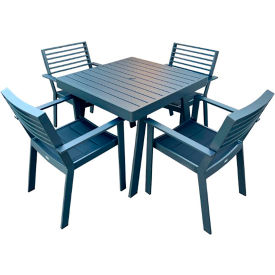 Avant All-Aluminum Dining Set For 4 with Umbrella Hole, Charcoal Gray Frame