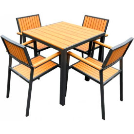 Lugano Dining Set For 4, Composite Wood Table Top, Taupe Frame