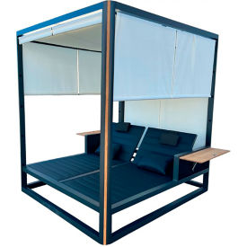 Zurich Daybed, Charcoal Gray Frame, Off-White Canopy, Black Mesh