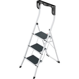 3-Step Steel Folding Step Ladder with Ergonomic Knee Rest, 330 lb. Capacity