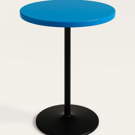24" Round Bar Height Table, 40"H, Black Frame, Blue