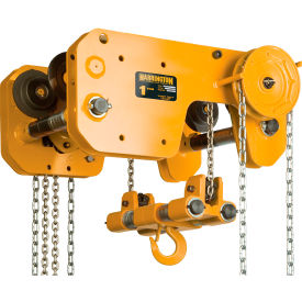 SHB Ultra Low Headroom Manual Chain Hoist with Geared Trolley, 1 Ton Cap., 20' Lift