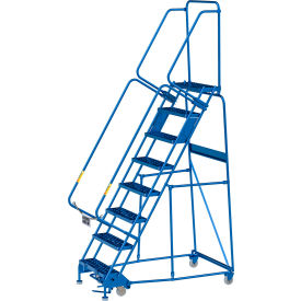 8 Step Steel Rolling Ladder, 24"W Perforated Step