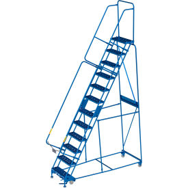 12 Step Steel Rolling Ladder, 24"W Perforated Step