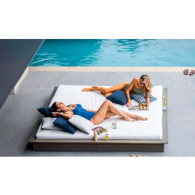 Ledge Lounger Echo Sunbed with Cushion, White Frame, Standard Oyster Fabric