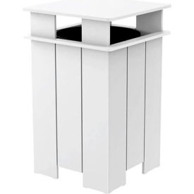Ledge Lounger Mainstay Square Trash Bin & Liner, 40 Gallon Capacity, White