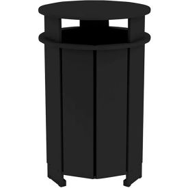 Ledge Lounger Mainstay Industrial Round Trash Bin & Liner, 40 Gallon Capacity, Black