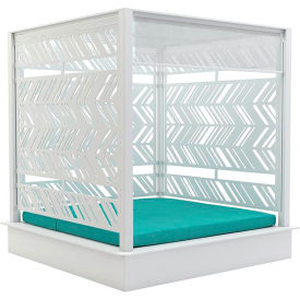 Ledge Lounger Shift Daybed with Lattice Walls, White Mesh & Frame, Smoke Fabric