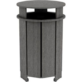 Ledge Lounger Mainstay Industrial Round Trash Bin & Liner, 40 Gallon Capacity, Fog