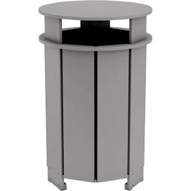 Ledge Lounger Mainstay Industrial Round Trash Bin & Liner, 40 Gallon Capacity, Gray