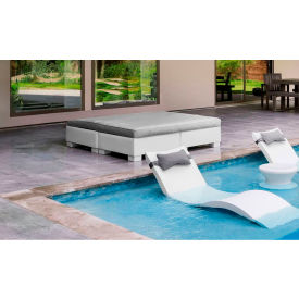 Ledge Lounger Affinity Sunbed with Flat Cushion, White Frame, Standard Aruba Fabric