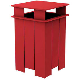 Ledge Lounger Mainstay Square Trash Bin & Liner, 40 Gallon Capacity, Red