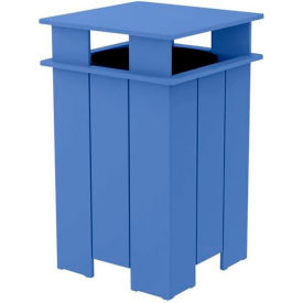 Ledge Lounger Mainstay Square Trash Bin & Liner, 40 Gallon Capacity, Sky Blue