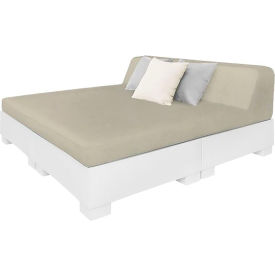 Ledge Lounger Sunbed with Back Cushion, White Frame, Standard Oyster Fabric