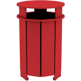 Ledge Lounger Mainstay Round Trash Bin & Liner, 40 Gallon Capacity, Red