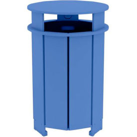 Ledge Lounger Mainstay Round Trash Bin & Liner, 40 Gallon Capacity, Sky Blue