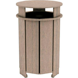 Ledge Lounger Mainstay Industrial Trash Bin & Liner, 40 Gallon Capacity, Wheat