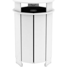 Ledge Lounger Mainstay Industrial Round Trash Bin & Liner, 40 Gallon Capacity, White
