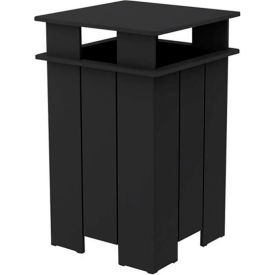 Ledge Lounger Square Trash Bin & Liner, 40 Gallon Capacity, Black