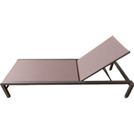 Ledge Lounger Sling Chaise, Powdercoat Taupe Frame, Gray/White Fabric, 12/Pack