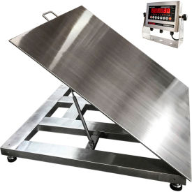 Lift-top Washdown Floor Scale with LED Indicator, 5' x 5', 10000 lb x 2 lb, Silver