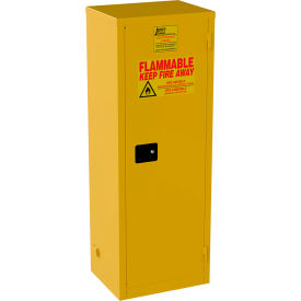 Narrow Flammable Liquid Storage Cabinet, Self Close Door, 24 Gal. Capacity, 23"W x 18"D x 65"H
