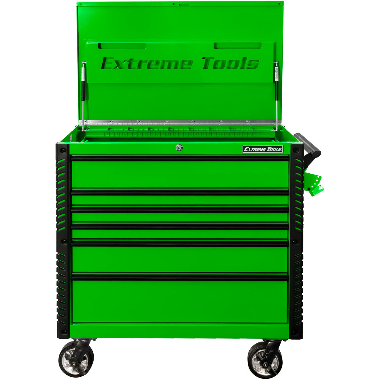 6-Drawer Tool Cart with Bumpers, 41-3/4"W x 25-3/4"D x 43"H, Green with Black Trim