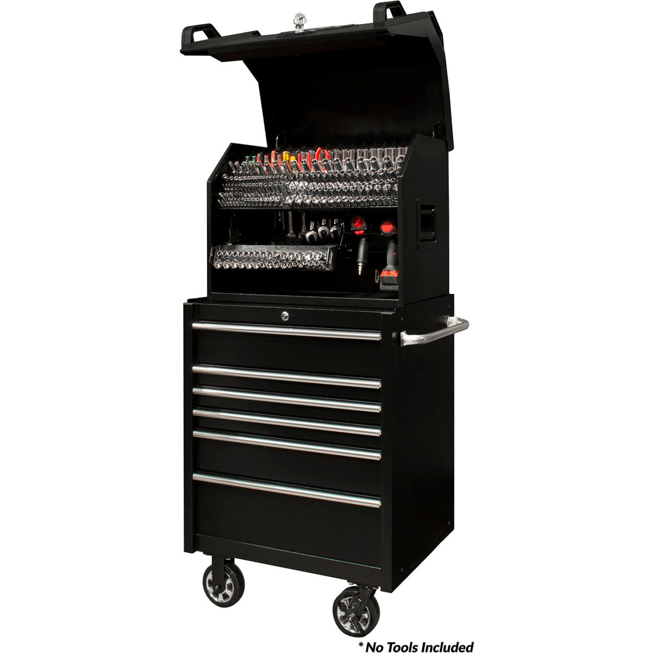 6-Drawer Rolling Tool Cabinet, 30-1/4"W x 25"D x 42-1/2"H, Textured Blk/Chrome Trim