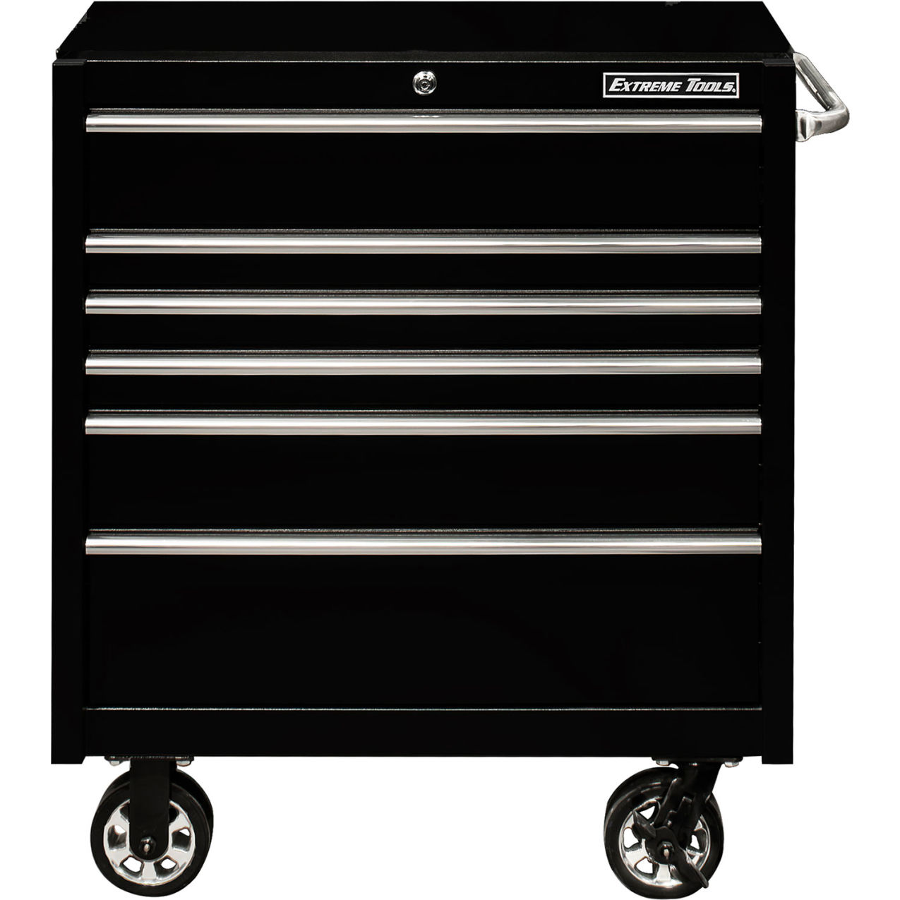 6-Drawer Rolling Tool Cabinet, 36"W x 25"D x 42-1/2"H, Textured Black/Chrome Trim