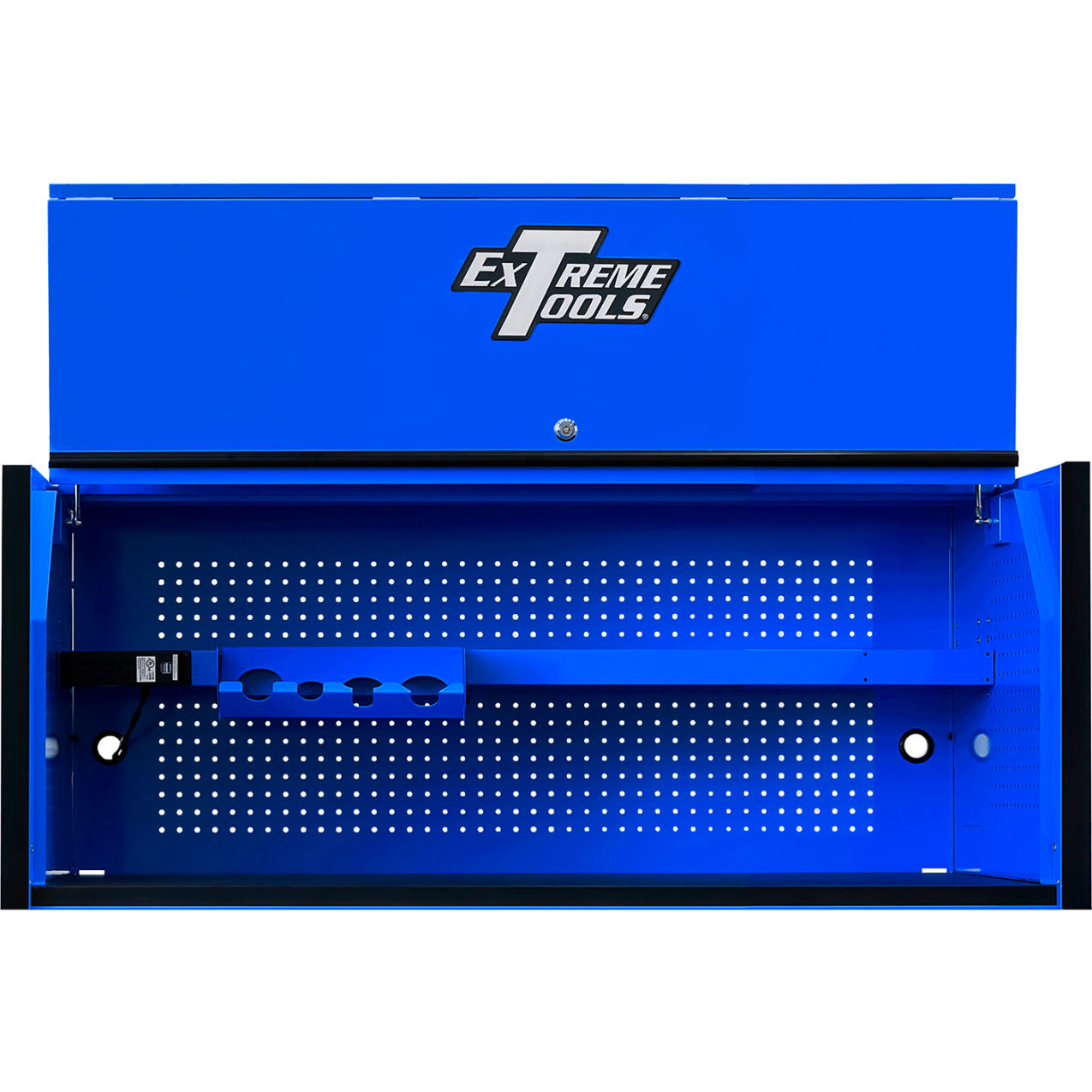 Extreme Power Workstation Hutch, 54-5/8"W x 25"D x 22-1/4"H, Blue with Black Trim
