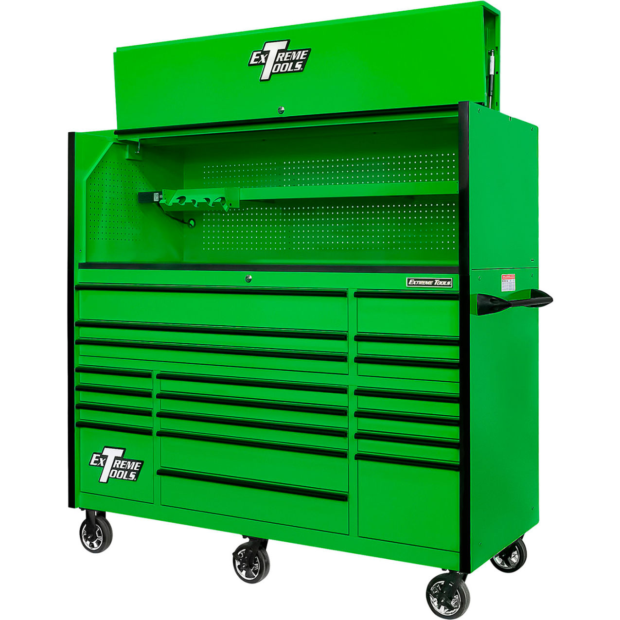 19-Drawer Rolling Tool Cabinet, 72"W x 25"D x 47"H, Green with Black Trim