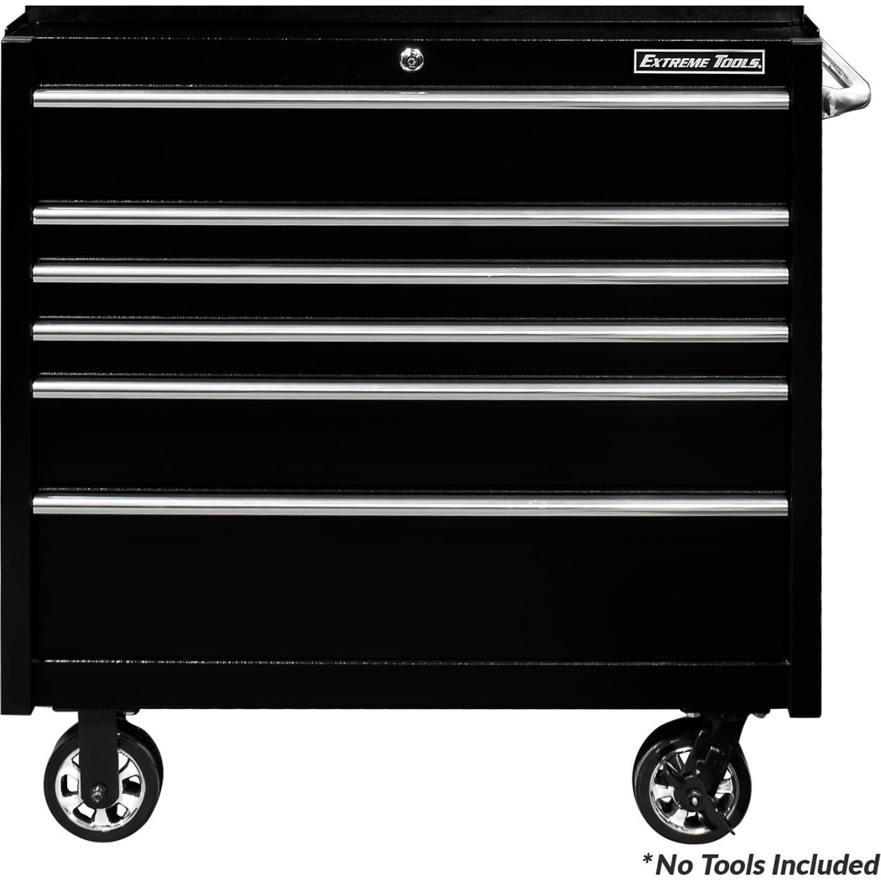 6-Drawer Rolling Tool Cabinet, 41"W x 25"D x 42-1/2"H, Textured Black/Chrome Trim