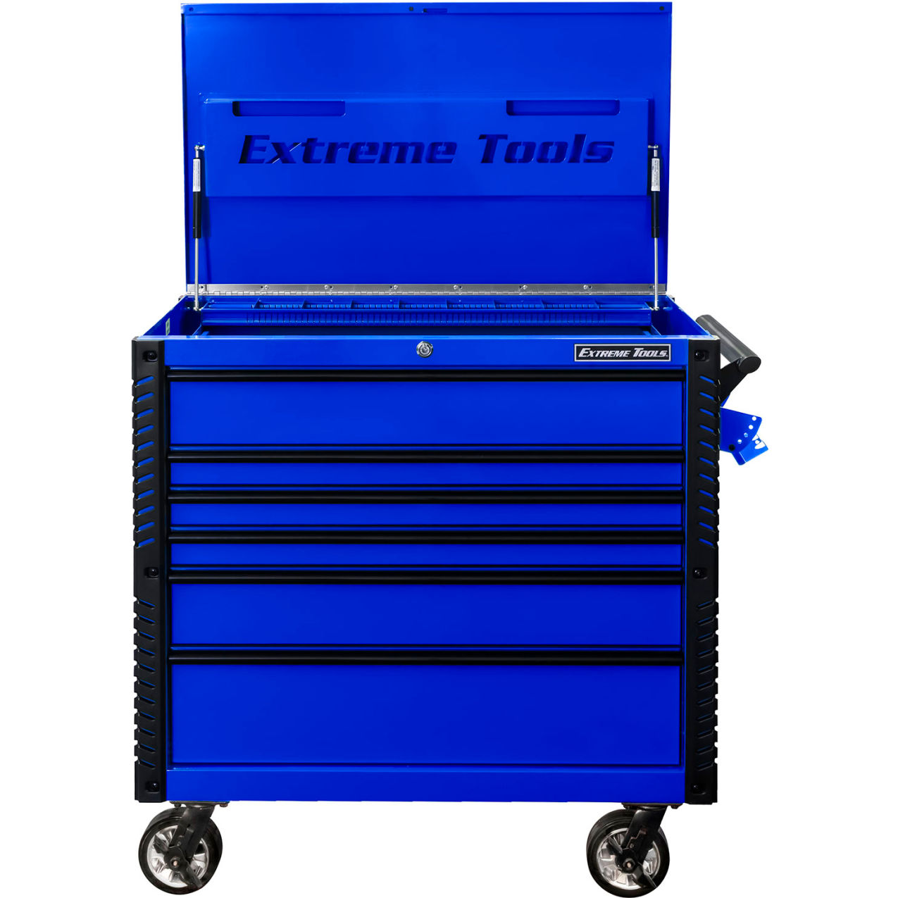 6-Drawer Tool Cart with Bumpers, 41-3/4"W x 25-3/4"D x 43"H, Blue with Black Trim