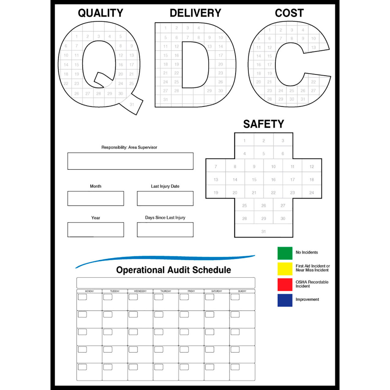 Acrylic Dry Erase Board, 1/8" Thick, 36"W x 48"H