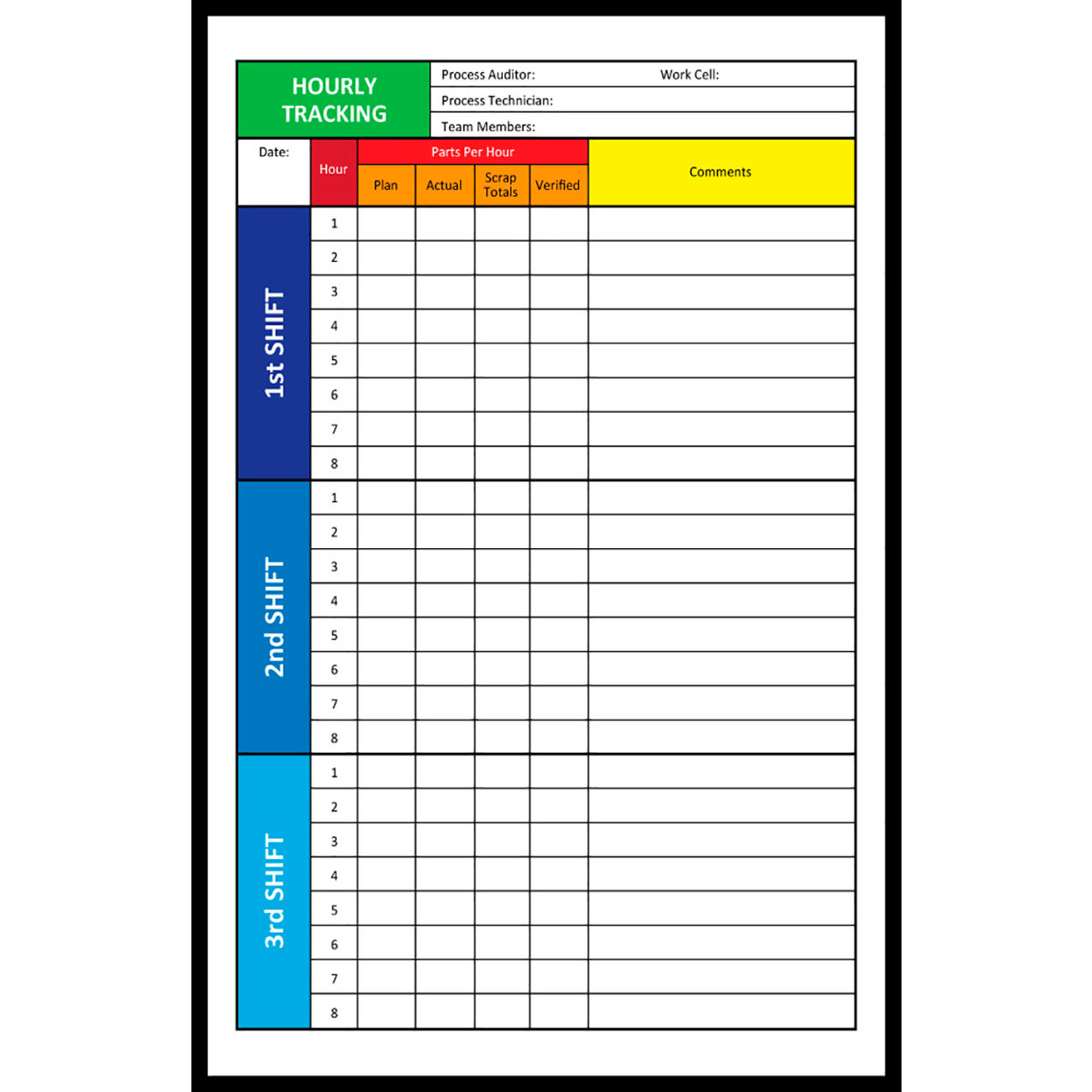 Acrylic Dry Erase Board Press Shift Log, 1/8" Thick, 36"W x 48"H
