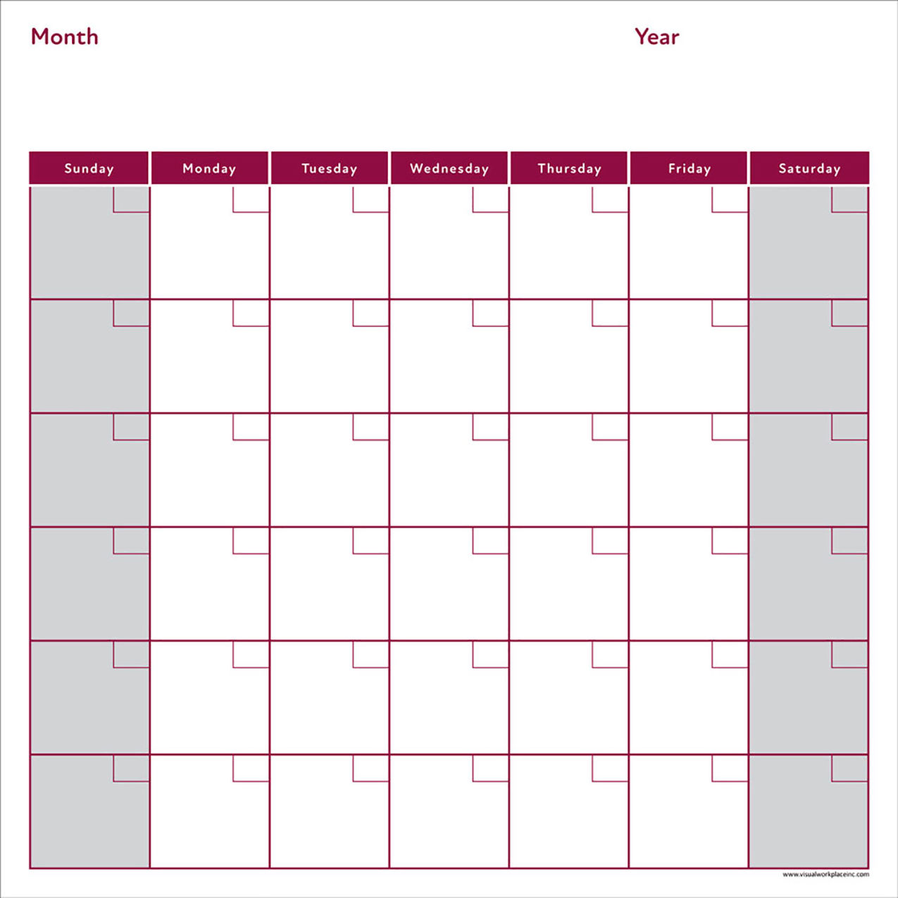 Magnetic Dry Erase Overlay Month Calendar, 24"W x 24"H