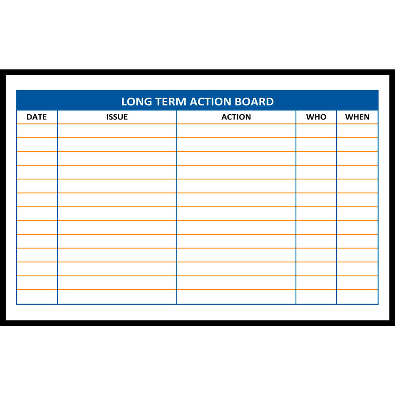 Magnetic Dry Erase Overlay Long Term Action Board, 36"W x 24"H