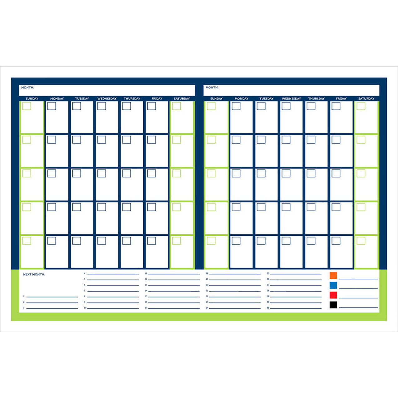 Magnetic Dry Erase Overlay Planner Calendar, 36"W x 24"H