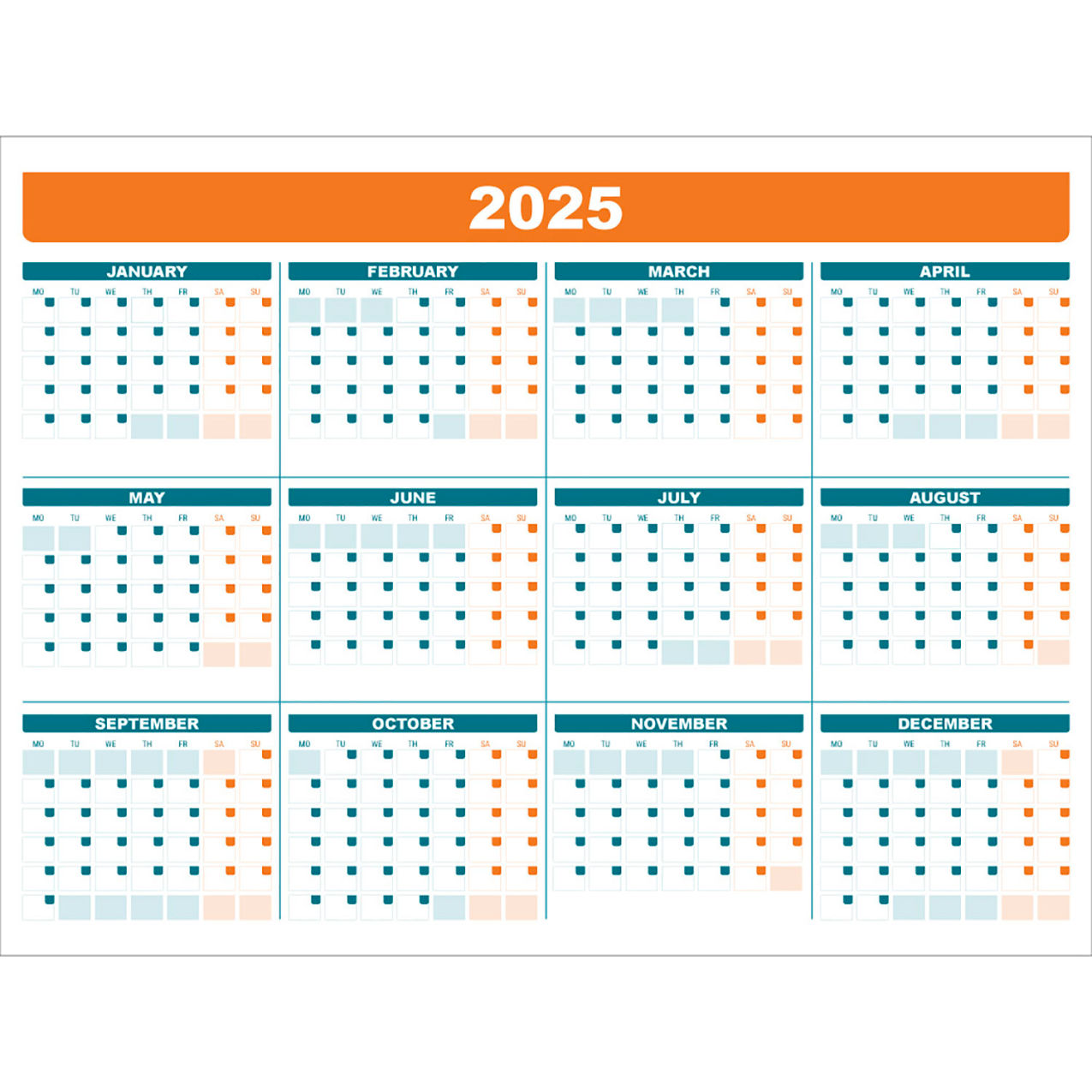 Acrylic Dry Erase Board 2024 Calendar, 1/8" Thick, 48"W x 36"H
