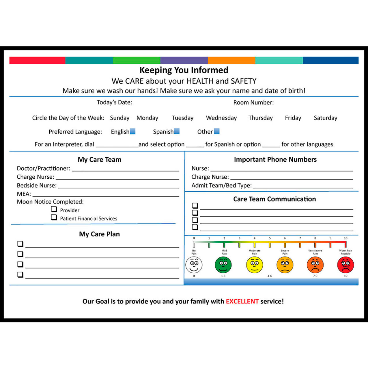 Acrylic Dry Erase Board Keeping You Informed, 1/8" Thick, 48"W x 36"H