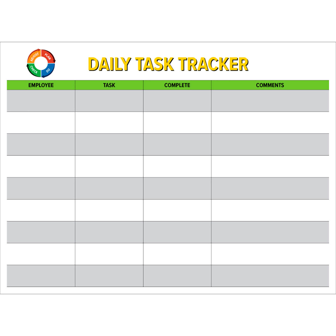 Magnetic Dry Erase Overlay Kaizen Daily Task Tracker, 48"W x 36"H