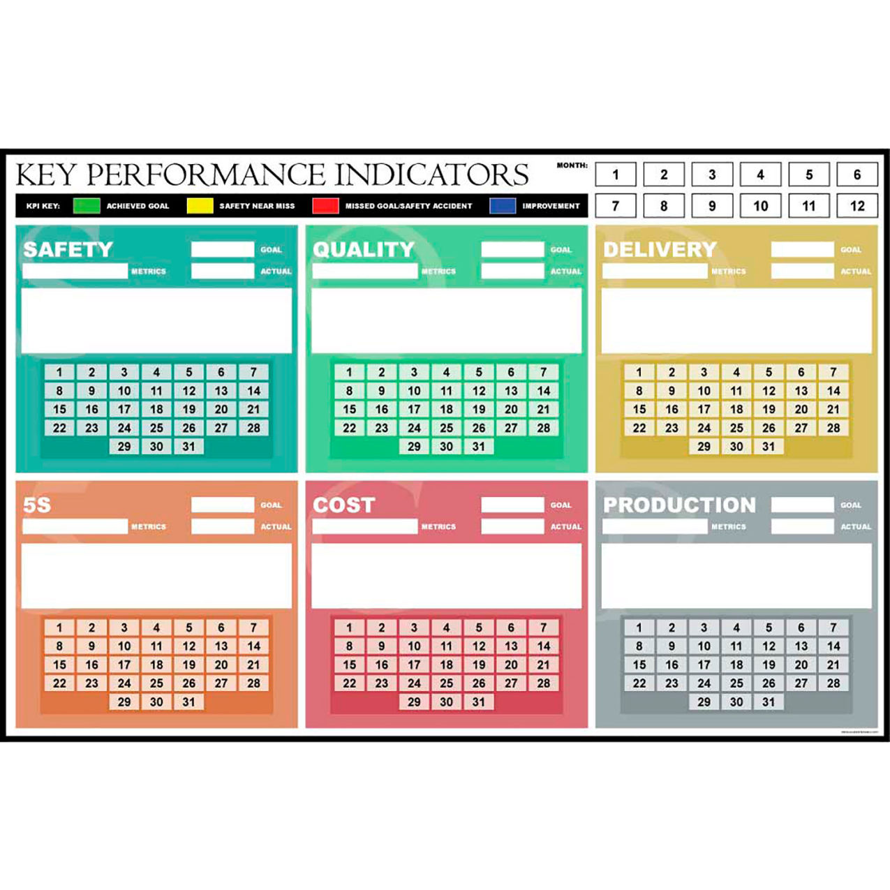 Magnetic Dry Erase Overlay KPI SQD5CP Boxes, 72"W x 48"H