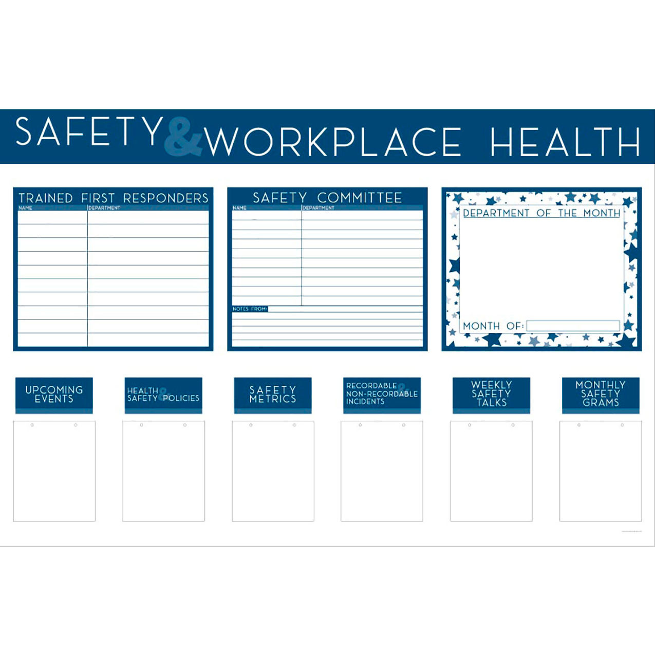 Magnetic Dry Erase Overlay Safety & Workplace Health, 72"W x 48"H