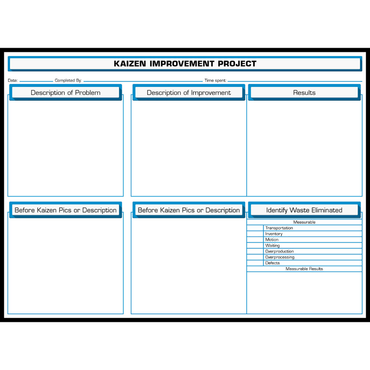 Non-Magnetic Dry Erase Overlay Kaizen Improvement Project, 48"W x 36"H