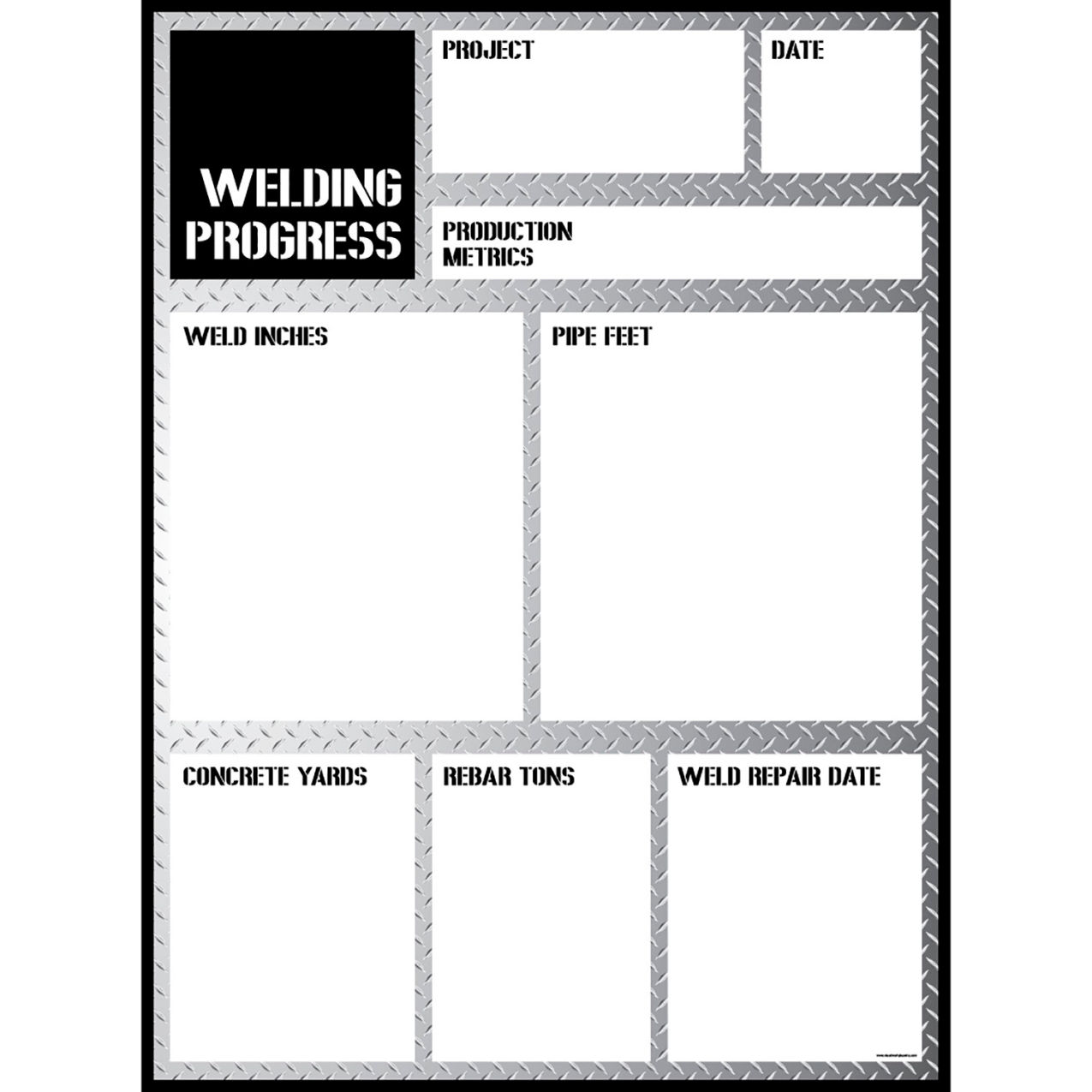 Visual Workplace Non-Magnetic Dry Erase Overlay Welding Progress 36"W x 48"H