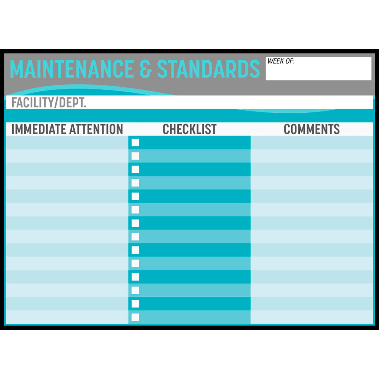 Non-Magnetic Dry Erase Overlay Maintenance & Standards 48"W x 36"H