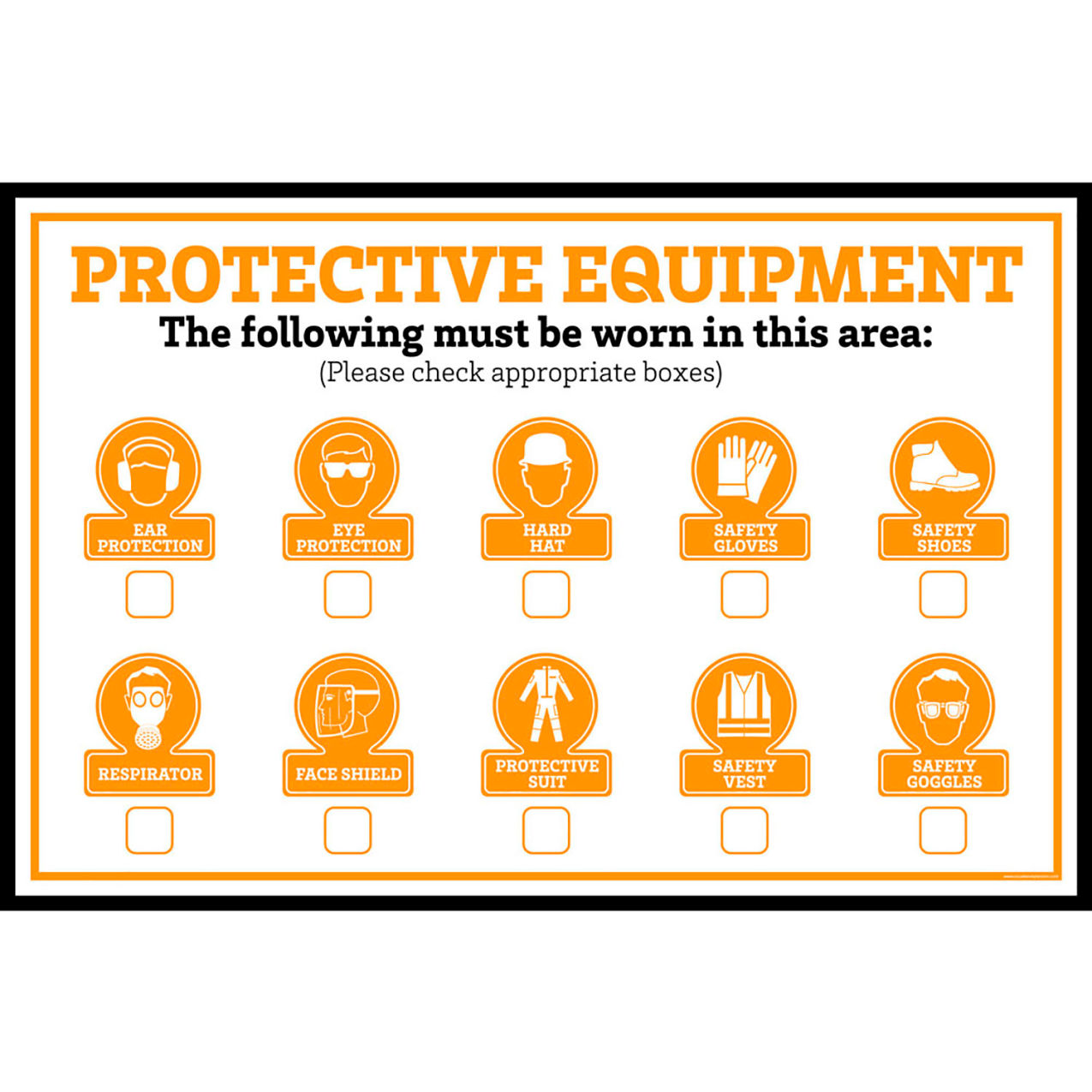 Magnetic Dry Erase Board Protective Equipment Check Boxes, 1/8" Thick, 36"W x 24"H